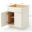 Armoire de base 27 po blanc doux prête à assembler avec portes en bois massif et tiroirs à queue d'aronde