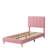 Bed Frame, Boucle Upholstered Platform Bed with Wave Headboard for Kids, Easy Assembly, Wooden Slats Support-2029441258-2029441257