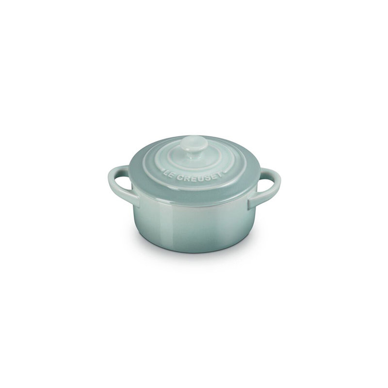 Le Creuset Stoneware Mini Round Cocotte, 24 Ounce, White, Green