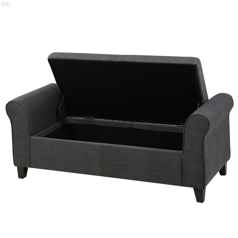 HAYES ARMED STORAGE BENCH, Gray