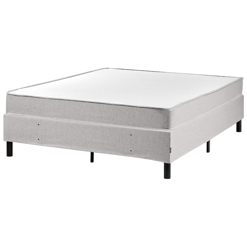 Upholstered Fabric Bed with Mattress, European Double (140 x 200 cm), Grey