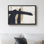 Mid Mid Century IDea4WALL, reproduction d'art sur toile encadrée grunge noir et brun, coups de pinceau, formes abstraites, illustrations, art moderne, décoratif, chic, minimaliste pour salon, chambre à coucher, bureau, impression sur toile