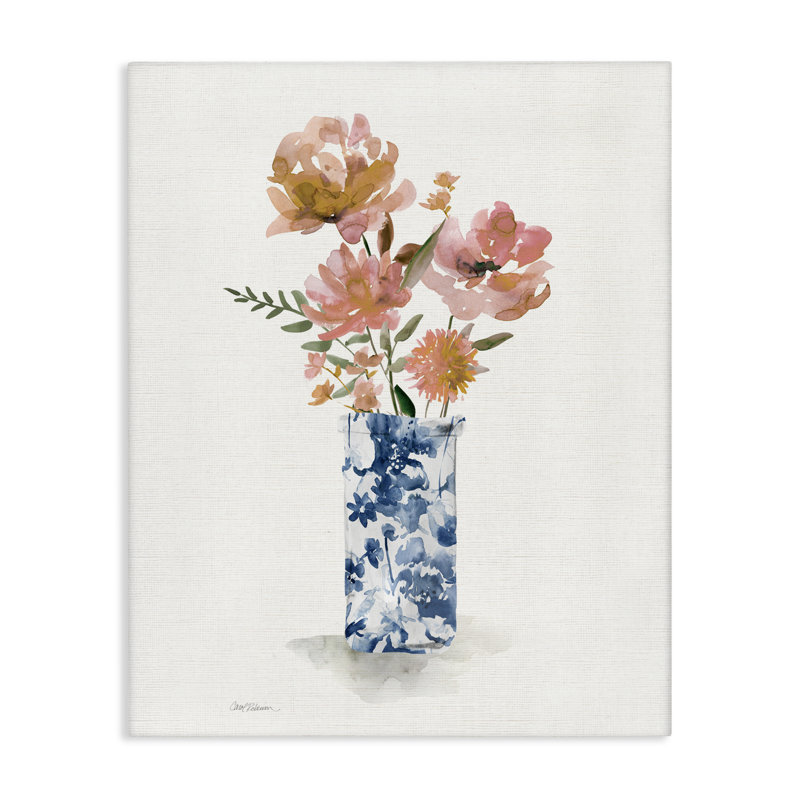 Toile à fleurs chinoises chinoises, design par Carol Robinson, H 30 po x l 24 po
