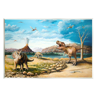 " Ancient Dinosaurs Landscape " Acrylic Painting