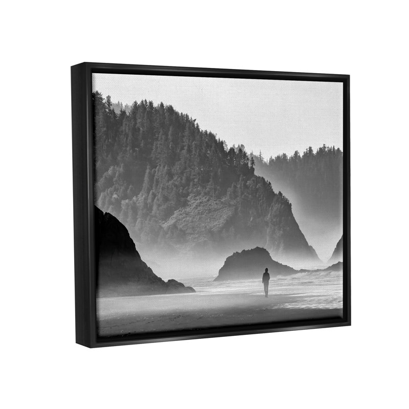 "Personne qui se promène" par Rick Berk, Cadre flottant noir de jais, H 17 po x l 21 po x P 1,7 po