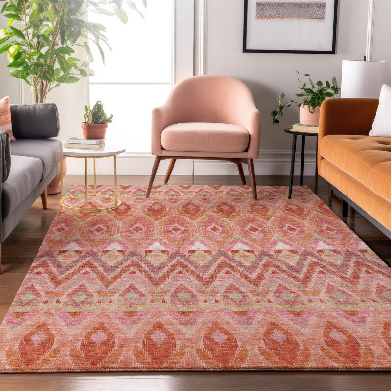 Premium Machine Washable Cerrito Pink Rug, Rectangle 9' x 12'