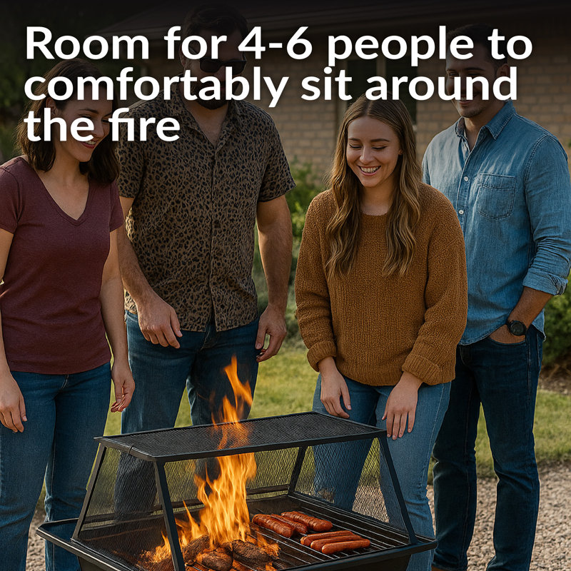  Northland Grill 36" Rectangular Wood-Burning Black Finish Steel Outdoor Fire Pit