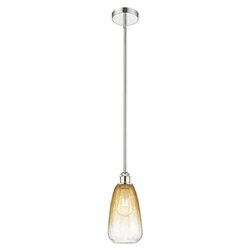 Edison - Laken - Mini-luminaire suspendu avec tige 6 po 1 lumière, Ambre, Nickel poli