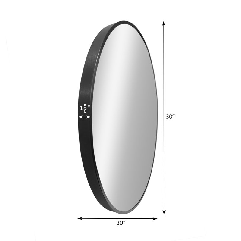 Wall Mounted, Round Mirror with Aluminum Frame for Bathroom, Bedroom, or Entryway, Black