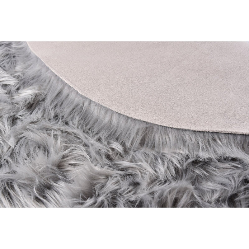 Heustis Faux Sheepskin Indoor Rug, Round 4'