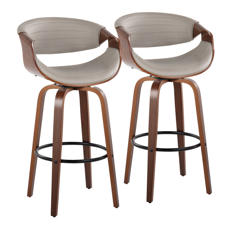 Arabelle Swivel Counter & Bar Stool, Bar Stool (30" Seat Height), Walnut/Black, Gray