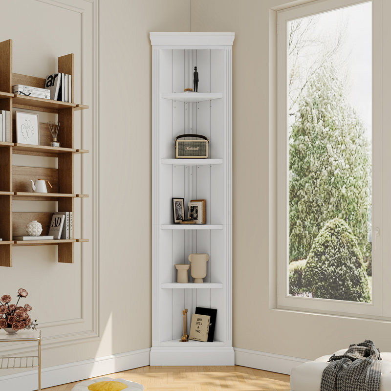 Bibliothèque de rangement avec éclairage DEL Douai, Étagère d'angle, 83.4' H x 20.98' W x 13.77' D