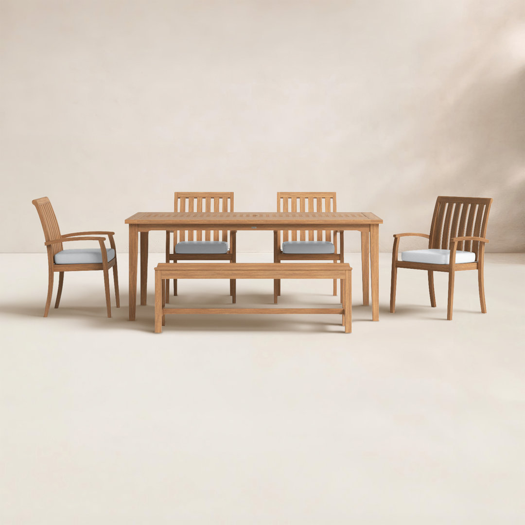 Kinsler 76" Rectangular 7 - Person Eucalyptus Dining Set with Cushions Birch Lane™