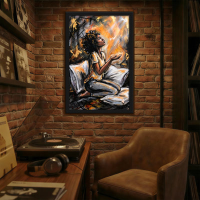 Abstract Woman In Prayer With Vibrant Background