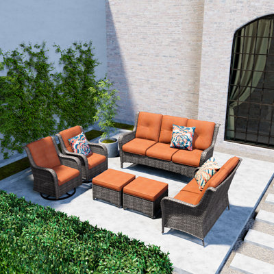 Ensemble de meubles de patio en osier 6 pièces 6 pièces
