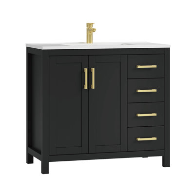 Sirois Eclipse Single Sink Bathroom Vanity With Solid Surface Composite Top