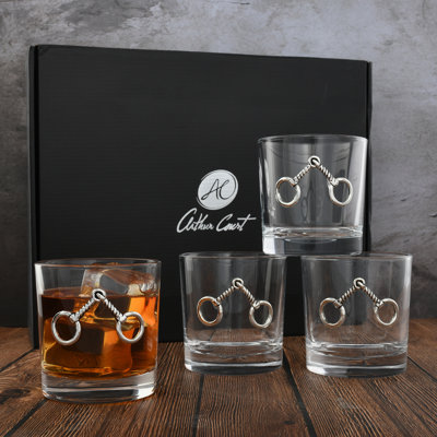 Arthur Court Designs 4 - Piece 12oz. Equestrian Bit Whiskey Glass Glassware Set