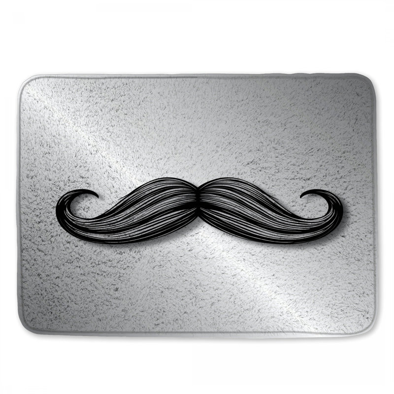 Tapis de bain bouclé à moustache noire, L 34 po x L 21 po
