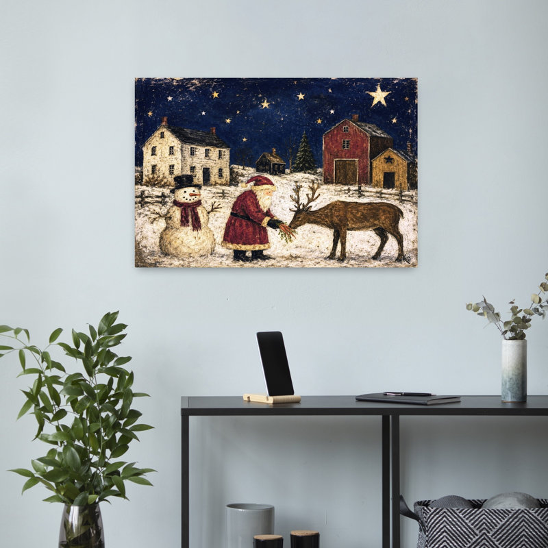 Midnight Feed Vintage Abstract Landscape Wildlife Wall Art Print 1 Piece Wrapped Canvas Wall Art, 40.64cm H x 60.96cm W