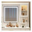 Grande coiffeuse avec miroir, 6 tiroirs et tablettes, bureau de commode