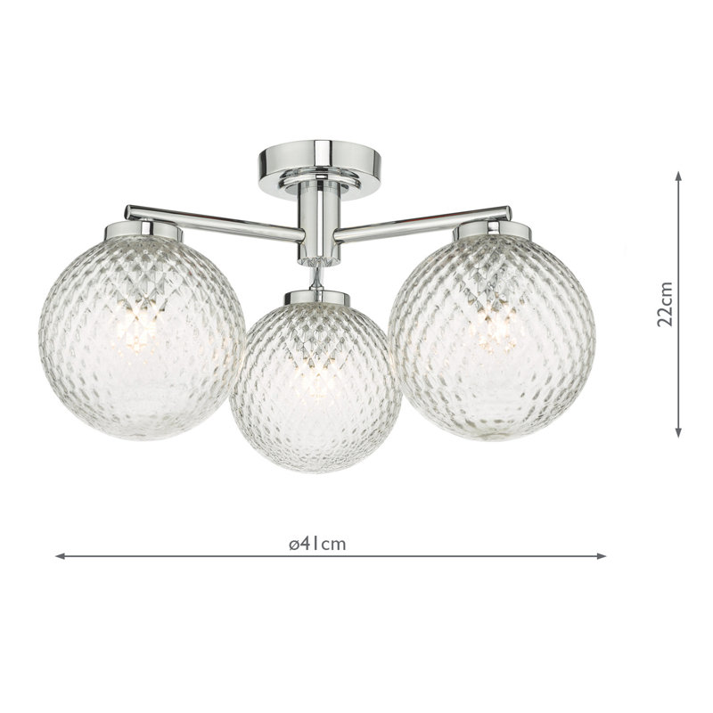 Amerion Glass Flush Mount, Polished Chrome