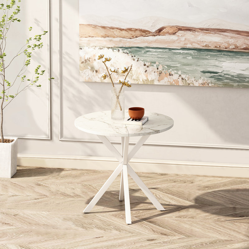 Table de salle à manger Myrian, H 29,53 po x L 31,5 po x l 31,5 po, Marbre blanc