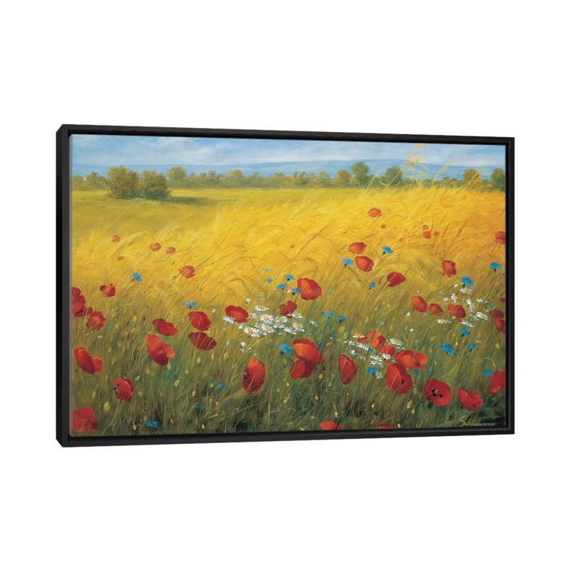 « sparkal field i », reproduction sur toile, H 18 po x l 26 po x P 1,5 po, Toile avec cadre noir, Pas de tapis