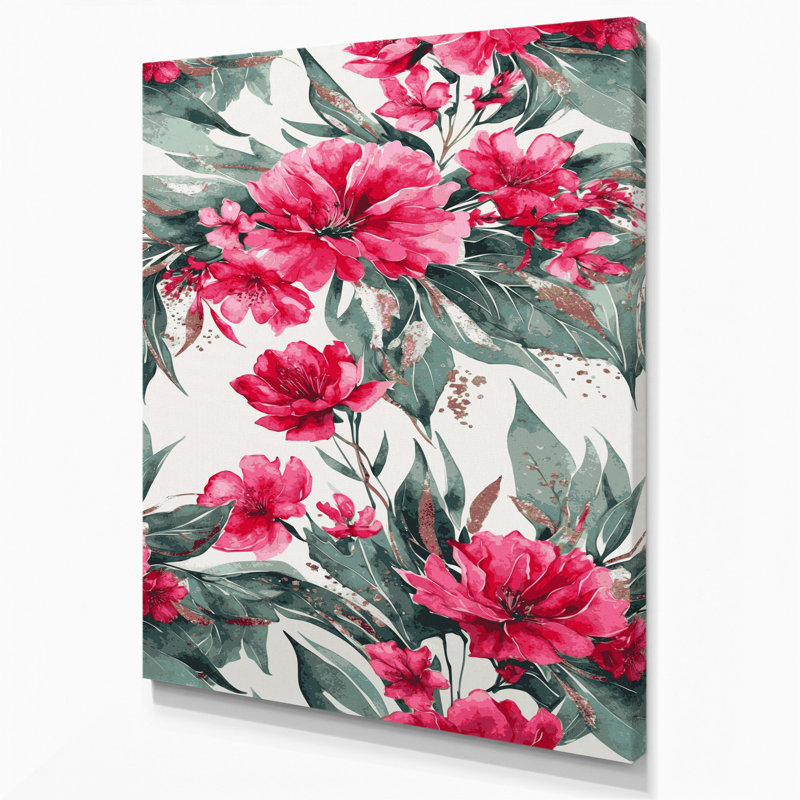 Aquarelle, art floral gris sur toile, H 8 po x l 10 po