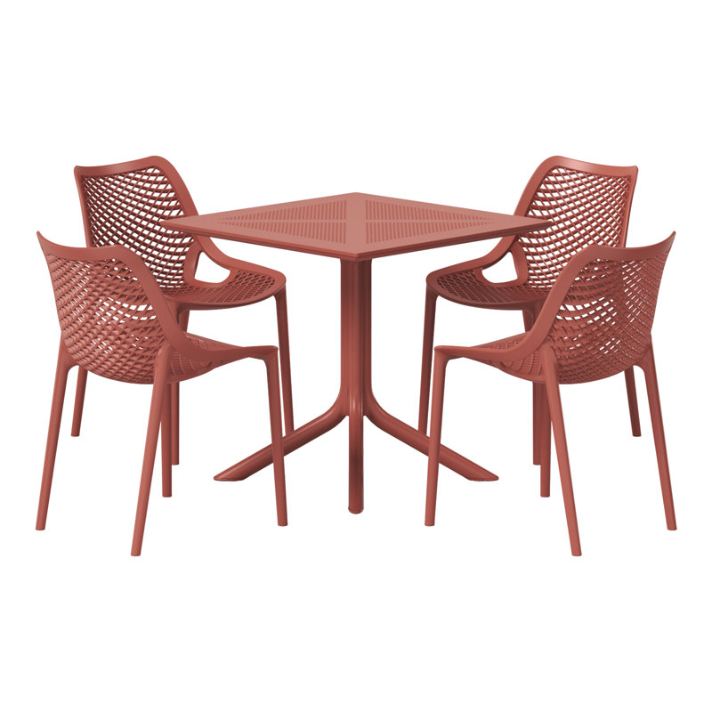 Ensemble repas carré pour 4 personnes, Rouge