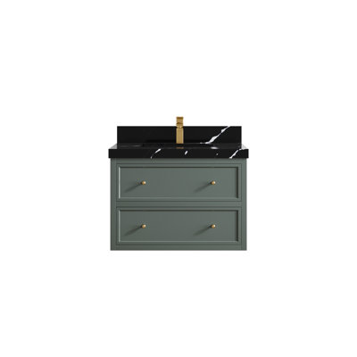 Roswell Floating 30'' Single Bathroom Vanity with Quartz Top