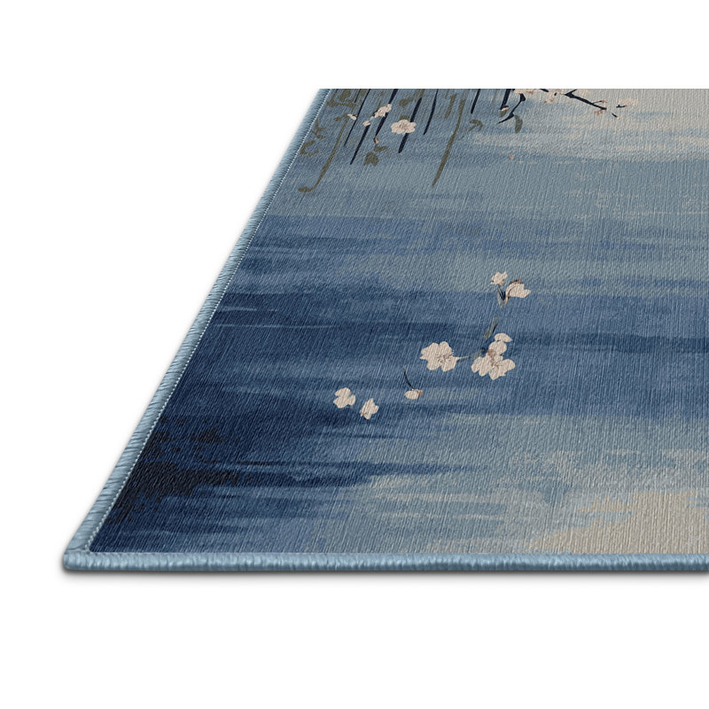 Tapis bleu lavable à la machine, Carré 3 pi