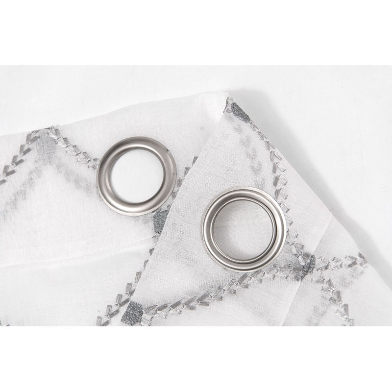 Paire de rideaux transparents avec œillets, Argent