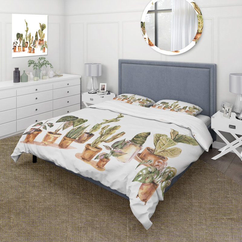 Plantes d'intérieur d'intérieur Urban Jungle I - Ensemble de housse de couette traditionnel - Microfibre de polyester