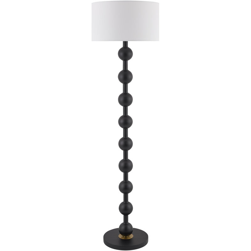 Lampe sur pied Atilano, Noir mat