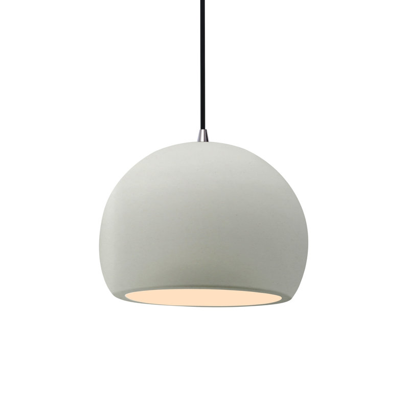 Luminaire suspendu à 1 lumière Aschwin, H 6 po x l 7 po x P 7 po, Blanc mat, Nickel brossé