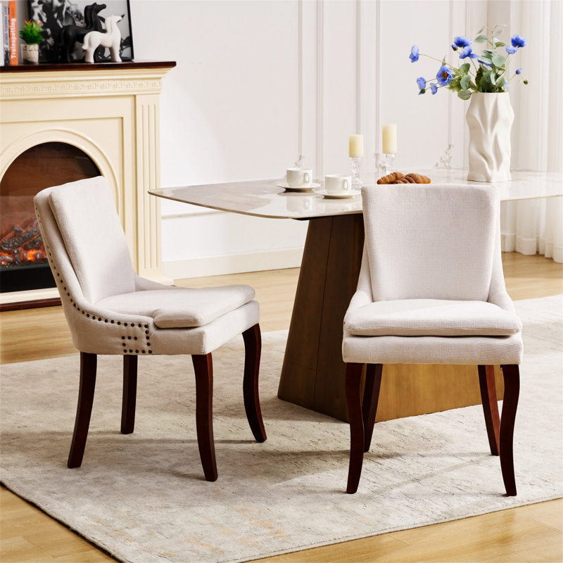 Ensemble de 2 chaises de salle à manger modernes, Beige