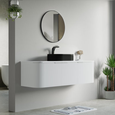 Meuble-lavabo simple 58 po avec plateau en marbre Vireo