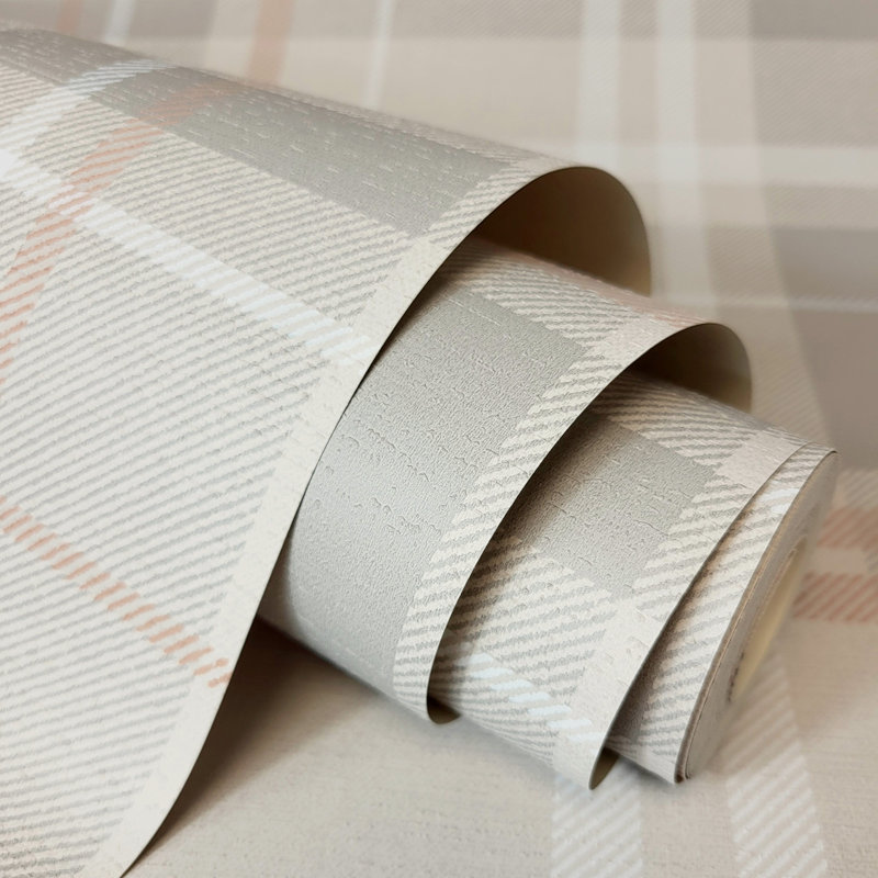 Hester Light Grey Plaid Wallpaper