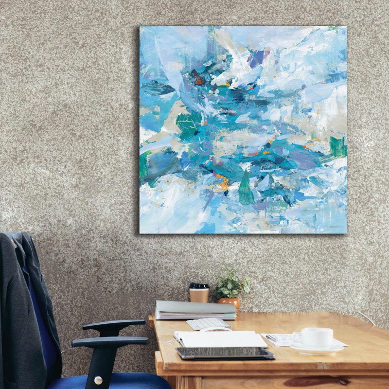 Art mural sur toile, "Exuant été bleu" par Danhui Nai, H 37 po x l 37 po