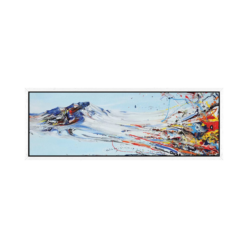 Love Mountain 1 Piece Panoramic Painting on Canvas, 30.48 cm H x 91.44 cm W, White Framed