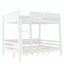 Lit superposé double avec tablette de rangement et bibliothèque, lit superposé en bois avec échelle et garde-corps, conception détachable, blanc-961369733-961369730