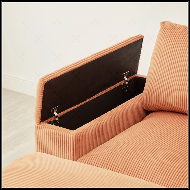 Canapé modulaire à assise profonde avec repose-pieds, revêtement en velours côtelé pour plus de confort et de polyvalence dans les espaces de vie