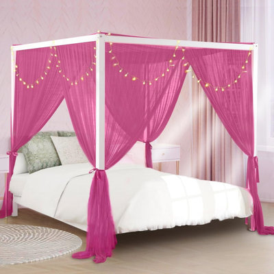 4 Corner Canopy Bed Curtains, Red, 254 X 210Cm