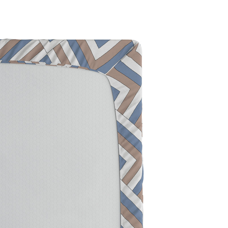 Microfiber Geometric Fitted Sheet, Queen Fitted Sheet