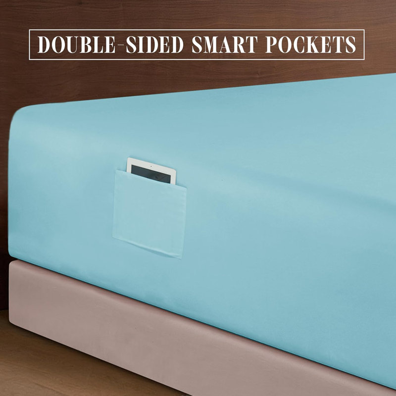 Elegant Comfort Luxury 1500 Premium Hotel Quality Microfiber 4-Piece Sheet Set - Soft, All Around Elastic 18-24 Inches Deep Fitted Sheet - Extra Deep Pocket Sheets