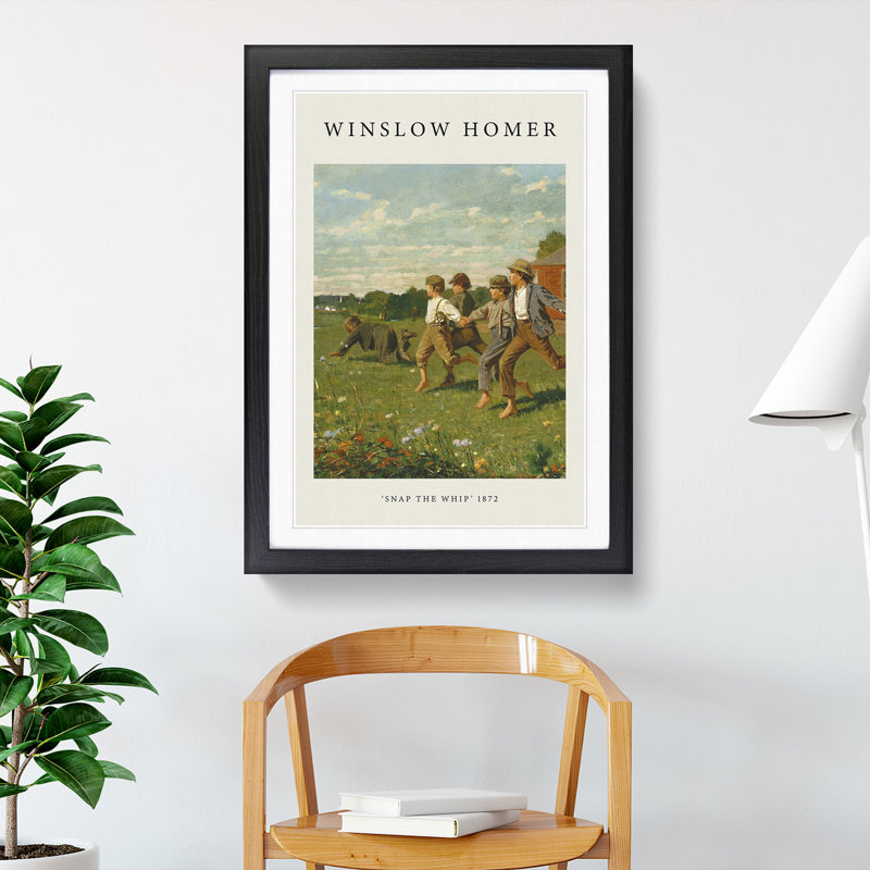 Snap the Whip by Winslow Homer - Picture Frame Painting, 48cm H x 36cm W x 2cm D, Black
