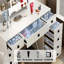 Bureau de coiffeuse avec miroir coulissant, lumières et station de charge Farmhouse