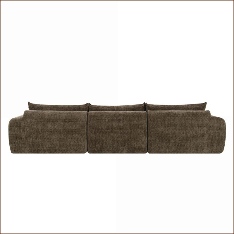 Canapé modulaire sans assemblage sans pattes de 116 po avec mousse haute densité | Chenille | Noyer brun, Brun