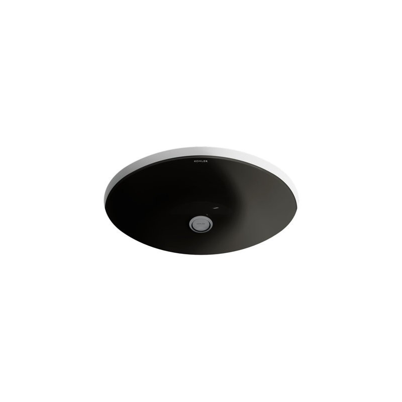Lavabo de salle de bain ovale encastré en céramique avec trop-plein Caxton®, Noir