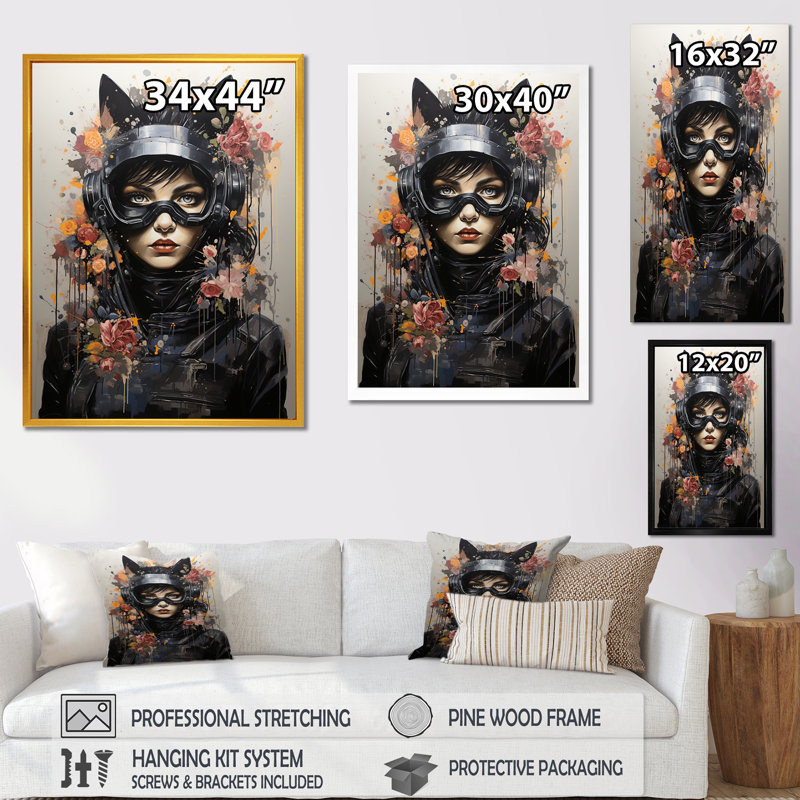Art sur toile, "Cateline Blooms II", H 20 po x l 12 po x P 1 po, Cadre flottant noir